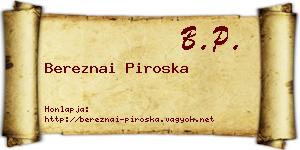 Bereznai Piroska névjegykártya